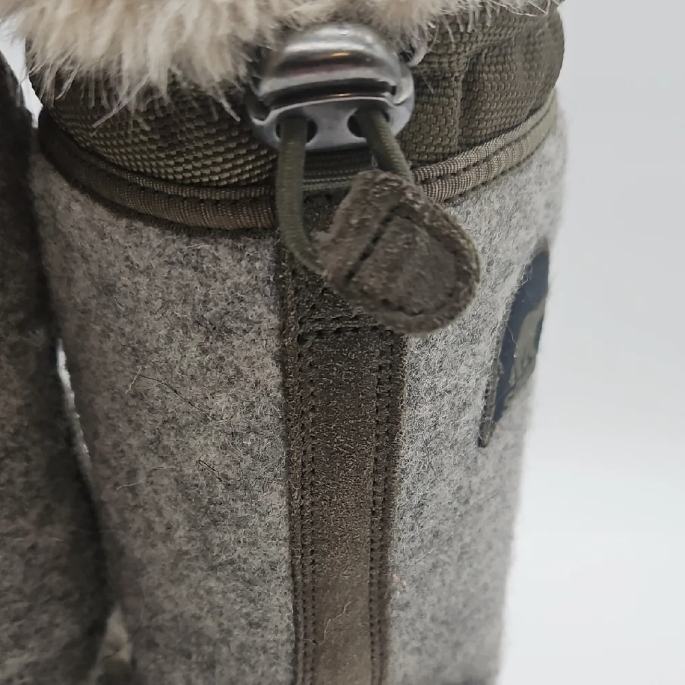 Sorel Women's Tall Olive Winter Boots with Faux Fur Trim